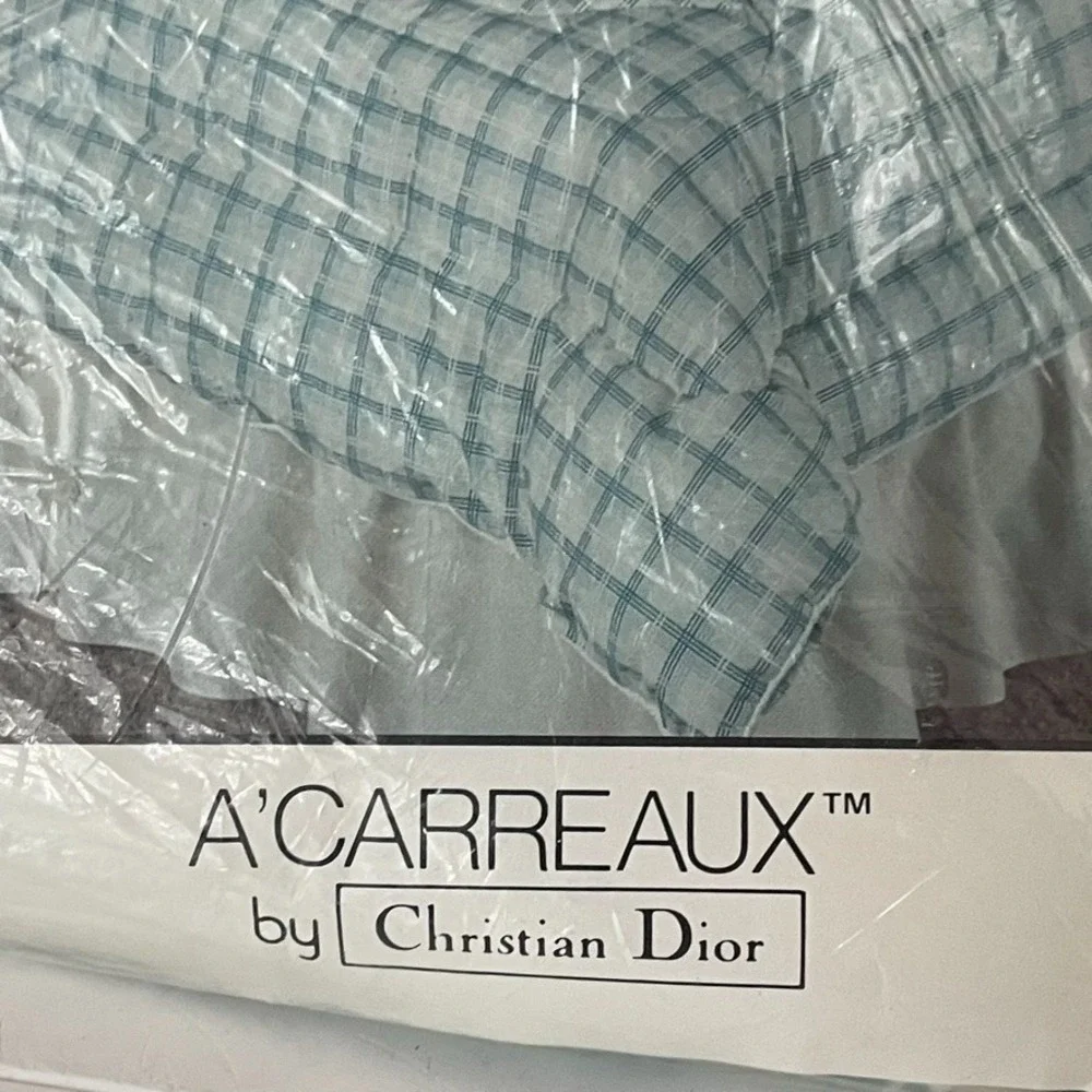 Vintage Christian Dior Wamsutta A'Carreaux Double Flat Sheet NOS USA
